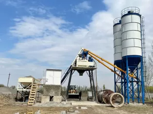 HZS75 Concrete Batching Plant, 75 cbm Concrete Mixing Plant