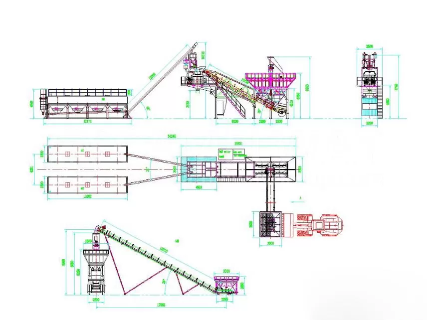 Mini mobile concrete mixing plant layout plan