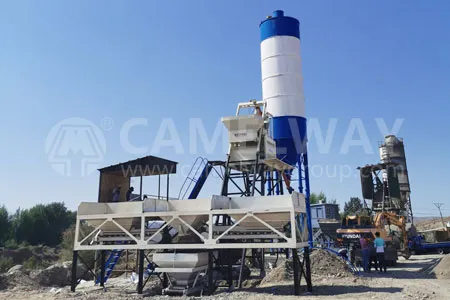 Stationary concrete batch plant